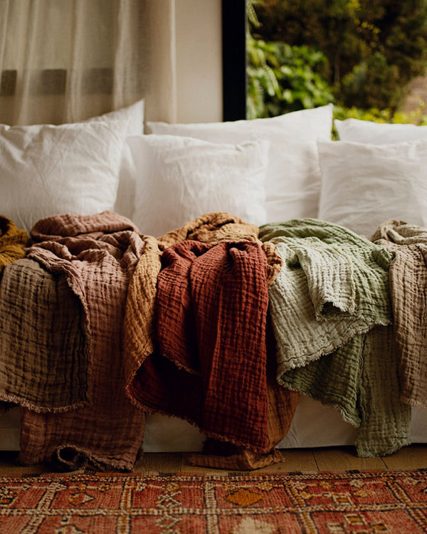 WAFFLED LINEN PLAID